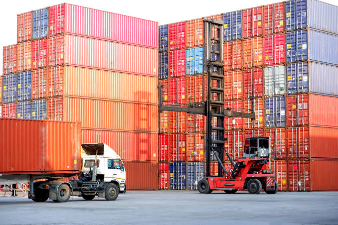 Warehouse interior with storage racking